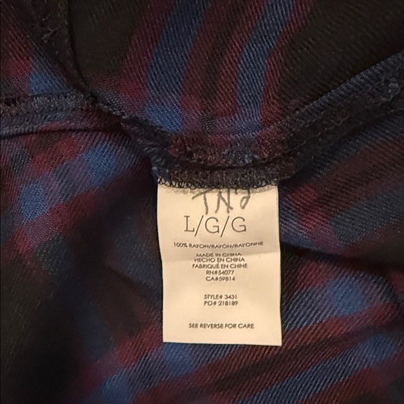 CAbi Moody Plaid Peplum Button Down Top Large Blue Black - Picture 10 of 10